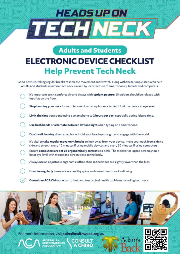 Tech Neck Checklist for Adults and Students